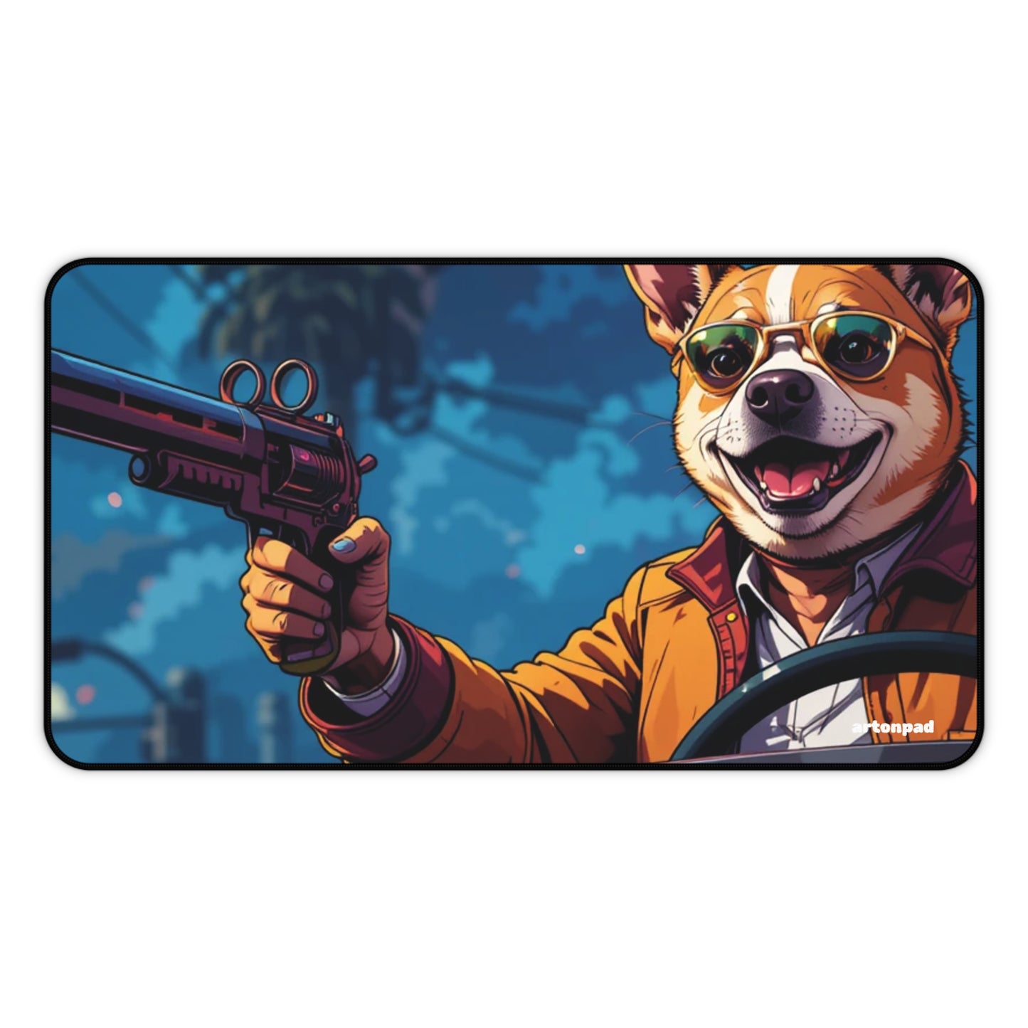 GTA Dog with Gun Design - Cool Desk Mat