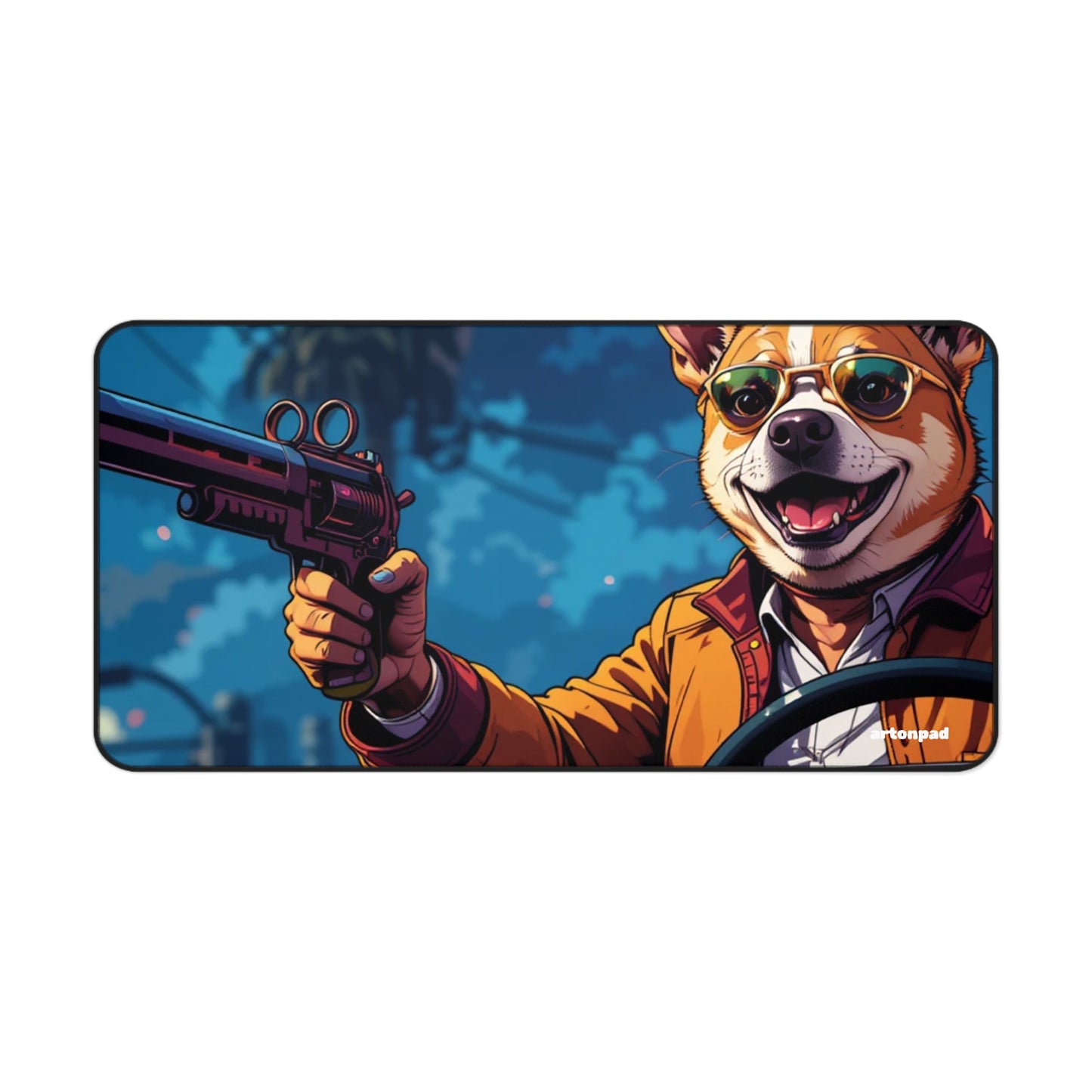 GTA Dog with Gun Design - Cool Desk Mat