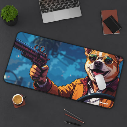GTA Dog with Gun Design - Cool Desk Mat