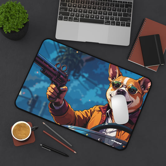 GTA Dog with Gun Design - Cool Desk Mat