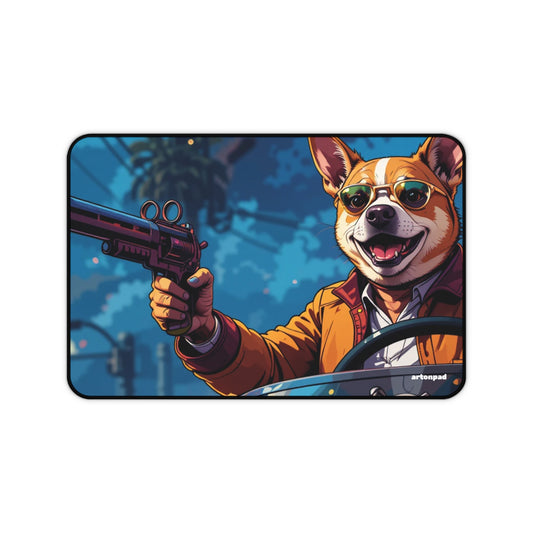GTA Dog with Gun Design - Cool Desk Mat