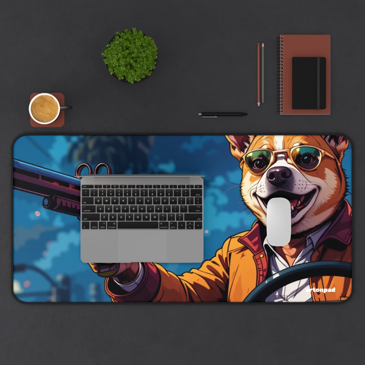 GTA Dog with Gun Design - Cool Desk Mat